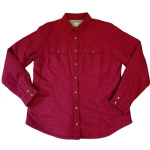 L.L. Bean Women’s Plaid Flannel Padded Shacket Lined Snap Front Large Cabincore